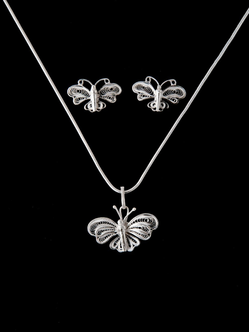 Pure Silver Double Layer Butterfly Necklace – AROLORA